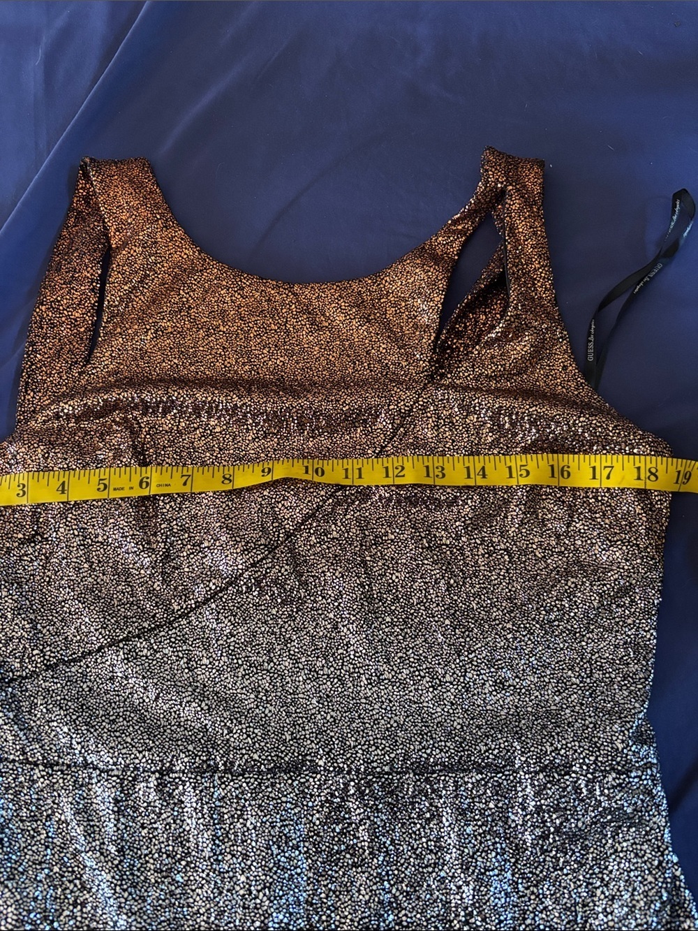 Guess Sleeveless Sequin Ombre Midi Dress in Silver and Bronze - Picture 7 of 8